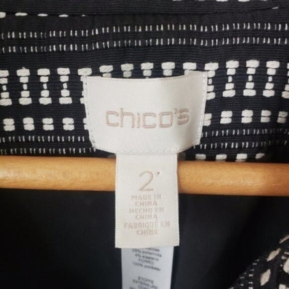 Chico's | Black & White Asymmetrical Zip Moto Jacket - Picture 5 of 10